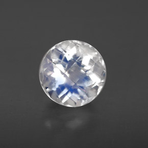 Piedra de luna arcoíris blanco natural de 1,44 ct, corte redondo, VS