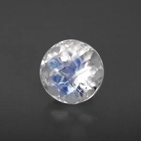 Piedra de luna arcoíris blanco natural de 1,44 ct, corte redondo, VS