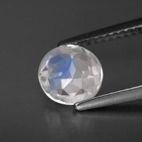 Piedra de luna arcoíris blanco natural de 1,44 ct, corte redondo, VS
