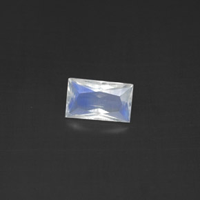 Piedra de luna arcoíris blanco natural de 0,42 ct, baguette, transparente