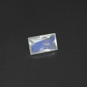Piedra de luna arcoíris blanco natural de 0,42 ct, baguette, transparente
