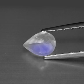 Piedra de luna arcoíris blanco natural de 0,95 ct, en forma de pera, VS