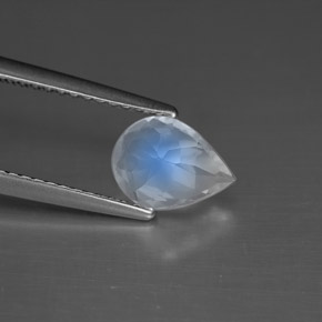 Piedra de luna arcoíris blanco natural de 0,93 ct, en forma de pera, VS
