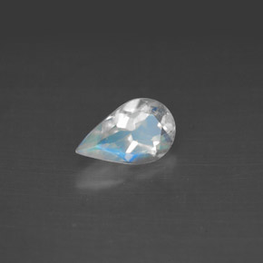 Piedra lunar arcoíris Blanco azul natural de 0.75 ct, En forma de pera, VS