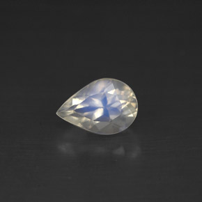 Piedra lunar arcoíris Blanco azul natural de 0.77 ct, En forma de pera, VS