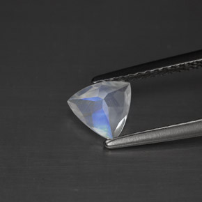 Piedra de luna arcoíris blanco natural de 0,52 ct, trillón, VS