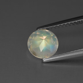 Piedra de luna arcoíris blanco natural de 0,97 ct, corte redondo, VS