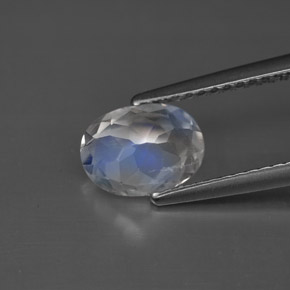 Piedra lunar arcoíris Blanco azul natural de 1.08 ct, Corte Óvalo, VS