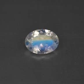 Piedra lunar arcoíris Blanco azul natural de 0.88 ct, Corte Óvalo, VS