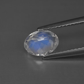 Piedra de luna arcoíris blanco natural de 0,92 ct, corte óvalo, VS