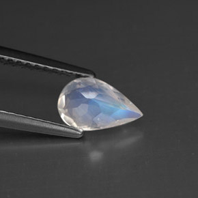 Piedra de luna arcoíris blanco natural de 0,70 ct, en forma de pera, VS