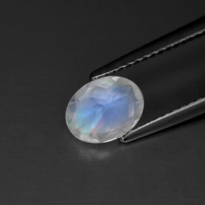 Piedra de luna arcoíris blanco natural de 0,92 ct, corte óvalo, VS