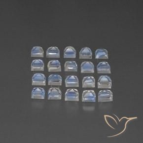 Gemas de Piedra lunar arcoíris Blanco azulado natural de 3.27 ct, Cuadrado, Transparente / Translúcido