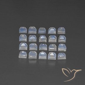 Gemas de Piedra lunar arcoíris Blanco azulado natural de 2.87 ct, Cuadrado, Transparente / Translúcido