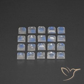 Gemas de Piedra lunar arcoíris Blanco azulado natural de 3.33 ct, Cuadrado, Transparente / Translúcido