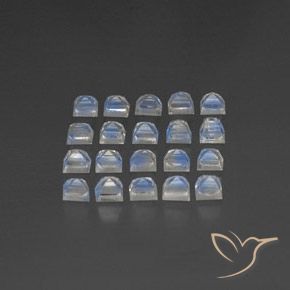 Gemas de Piedra lunar arcoíris Blanco azulado natural de 3.33 ct, Cuadrado, Transparente / Translúcido