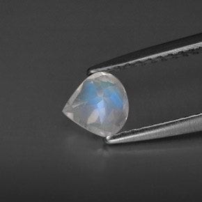 Piedra de luna arcoíris blanco natural de 0,35 ct, transparente, transparente / translúcido