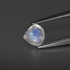 Piedra de luna arcoíris blanco natural de 0,31 ct, transparente, transparente / translúcido