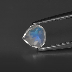 Piedra de luna arcoíris blanco natural de 0,40 ct, transparente, transparente / translúcido