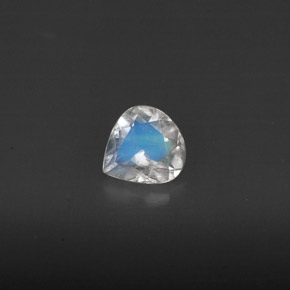 Piedra de luna arcoíris blanco azul natural de 0,28 ct, transparente, transparente / translúcido