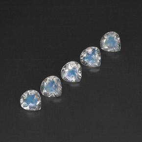 Gemas de piedra de luna arcoíris blanco natural de 1,53 ct, transparente, transparente / translúcido