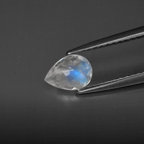 Piedra de luna arcoíris blanco natural de 0,43 ct, transparente, transparente / translúcido
