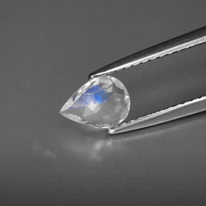 Piedra de luna arcoíris blanco natural de 0,43 ct, transparente, transparente / translúcido