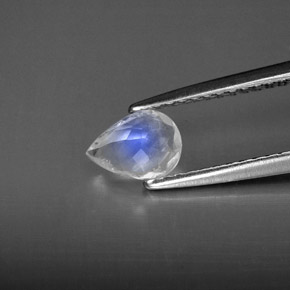 Piedra de luna arcoíris blanco natural de 0,47 ct, transparente, transparente / translúcido