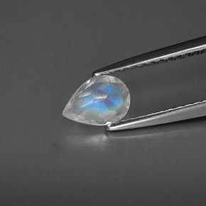 Piedra de luna arcoíris blanco natural de 0,42 ct, transparente, transparente / translúcido