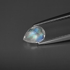 Piedra de luna arcoíris blanco natural de 0,44 ct, transparente, transparente / translúcido