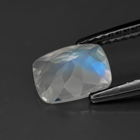 Piedra de luna arcoíris blanco natural de 1,06 ct, transparente, transparente / translúcido