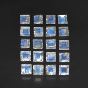 Gemas de piedra de luna arcoíris azul natural de 3,88 ct, transparente, transparente / translúcido