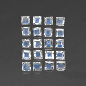 Gemas de piedra de luna arcoíris blanco natural de  ct, cuadrado, transparente