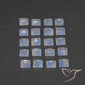 Gemas de piedra de luna arcoíris blanco natural de 2,53 ct, cuadrado, transparente