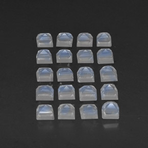 Gemas de piedra de luna arcoíris blanco natural de  ct, cuadrado, transparente