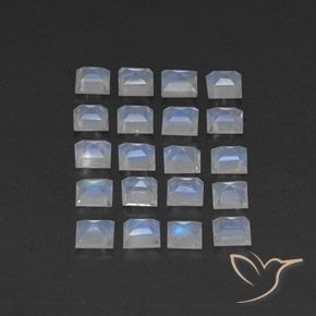 Gemas de Piedra lunar arcoíris Blanco azulado natural de 2.73 ct, Cuadrado, Transparente
