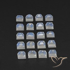 Gemas de Piedra lunar arcoíris Blanco azulado natural de 3.70 ct, Cuadrado, Transparente