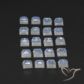 Gemas de Piedra lunar arcoíris Blanco azulado natural de 3.36 ct, Cuadrado, Transparente