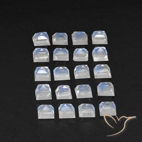 Gemas de Piedra lunar arcoíris Blanco azulado natural de 3.40 ct, Cuadrado, Transparente