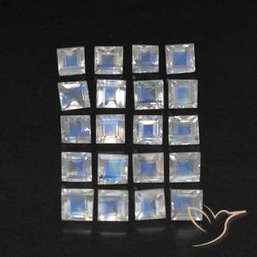 3.54ctw Natural Blanco azulado Piedra lunar arcoíris, Cuadrado, Transparente