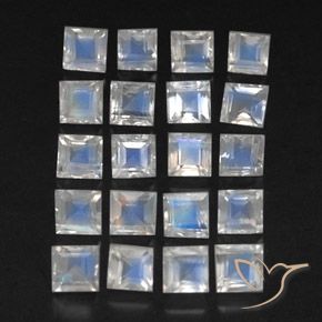 Gemas de Piedra lunar arcoíris Blanco azulado natural de 3.54 ct, Cuadrado, Transparente