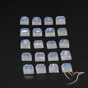 Gemas de Piedra lunar arcoíris Blanco azulado natural de 3.54 ct, Cuadrado, Transparente