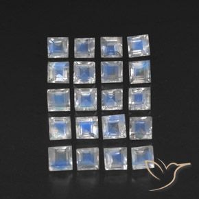 3.55ctw Natural Blanco azulado Piedra lunar arcoíris, Cuadrado, Transparente