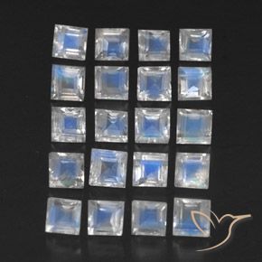 Gemas de Piedra lunar arcoíris Blanco azulado natural de 3.55 ct, Cuadrado, Transparente