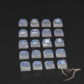 Gemas de Piedra lunar arcoíris Blanco azulado natural de 3.55 ct, Cuadrado, Transparente