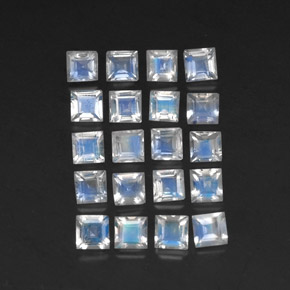 Gemas de piedra de luna arcoíris blanco natural de  ct, cuadrado, transparente