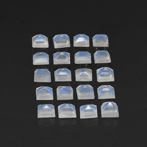 Gemas de piedra de luna arcoíris blanco natural de 3,36 ct, cuadrado, transparente