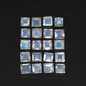 Gemas de piedra de luna arcoíris blanco natural de 2,51 ct, cuadrado, transparente