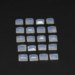 Gemas de piedra de luna arcoíris blanco natural de 2,51 ct, cuadrado, transparente