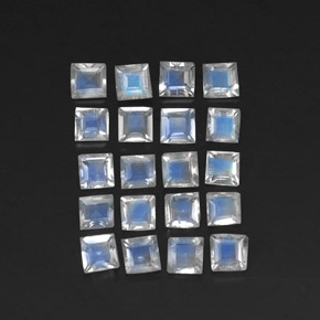 Gemas de Piedra lunar arcoíris Blanco azul natural de  ct, Cuadrado, Transparente